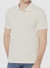 70 Calvin Klein Men's Ivory Short Sleeve Grid Print Polo Shirt Size XL