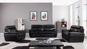 3 Pc Moderne Schwarz Italienisches Leder Sofa Zweisitzer Sessel Wohnzimmer Couch Set Ebay