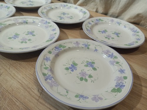 8x Newcor Stoneware China SNACK PLATE Purple Florals Flowers Violeta 1990 6066 - Picture 12 of 20