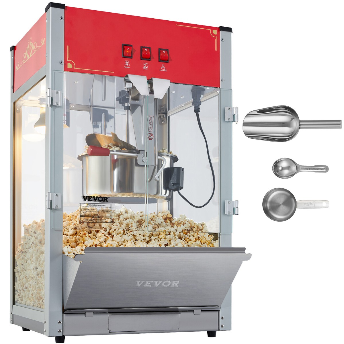 VEVOR Pro Popcorn Popper Machine 12 Oz Countertop Popcorn Maker 1440W 80Cups Red | eBay