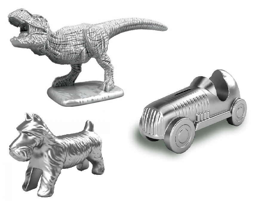 Monopoly Dinosaur Token Silver Chrome Rare T-Rex Dino Trex Game Playing  Piece