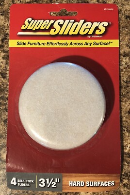 Super Sliders 4-Pack 3-1/2 Round Self Adhesive Felt Hard Surface Slider