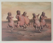 Original Surrealist Painting - "Fools Feast" by Rod Henderson