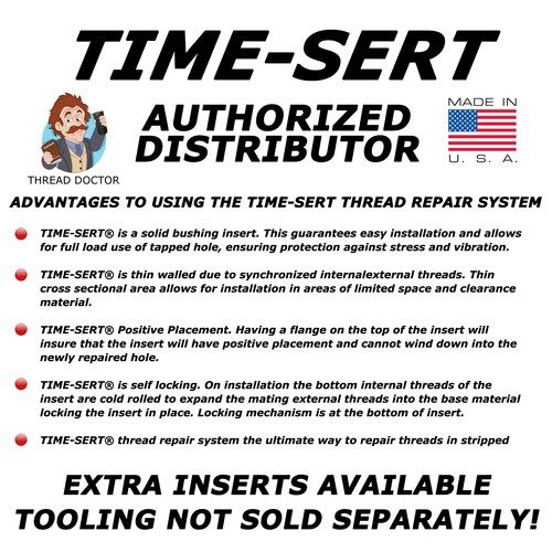 Time-Sert 02142 1/2-14 Taper Pipe Stainless Steel Insert - 10 Inserts - Imagen 2 de 5