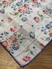 Vintage Handkerchief Hanky Hankie Blue Floral