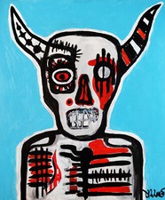 Dr. LOVE Tela Skull teschio BASQUIAT STREET POP ART Keith Haring Banksy Rotella