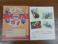 2 x PROTEGE CAHIERS PUBLICITAIRES ANCIENS (BUVARD) KOHLER NESTLE PILE WONDER