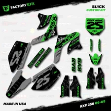 Gray & Green Slick Racing Graphics Kit fits 06-08 Kawasaki Kxf250 Kxf 250 Decal