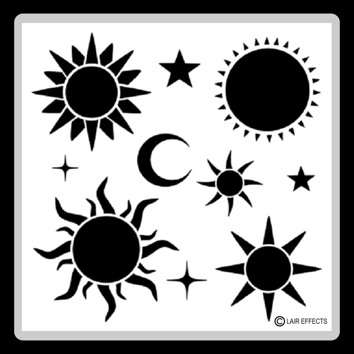 12-x-12-mixed-suns-stars-and-crescent-moon-craft-stencil-template-reusable-ebay for Crescent Moon Stencil Printable Free 12 X 12 Mixed Suns, Stars and Crescent Moon craft STENCIL Template Reusable!! | eBay for Crescent Moon Stencil Printable Free
