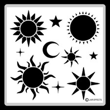 12 X 12 Mixed Suns, Stars and Crescent Moon craft STENCIL Template Reusable