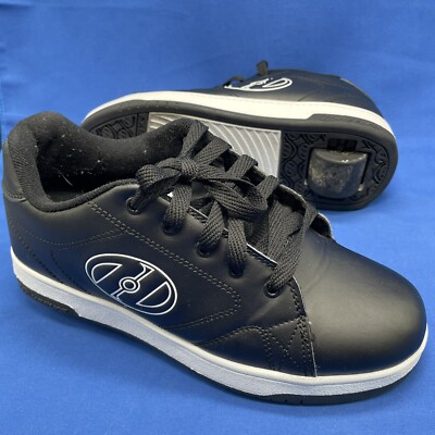 Heelys Black Skate Shoes Low Top Round Toe Leather Lace Up Mens Size 8 HES10449
