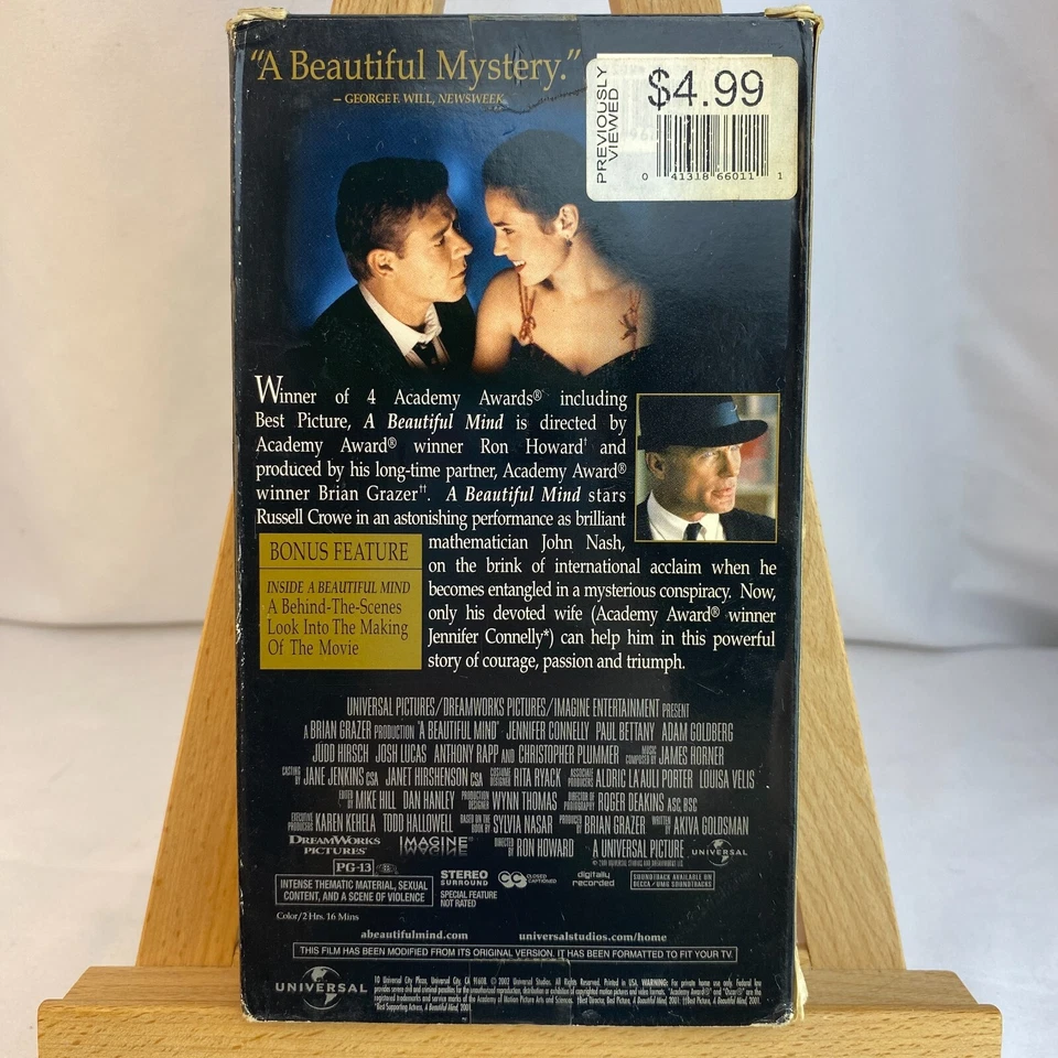 A Beautiful Mind VHS - Starring Russell Crowe - Image 2 of 4