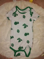 KYTE Baby Bodysuit Monstera White Green Tropical Leaves 3-6 Months Bamboo short 