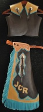 Custom Made Leather Kids Chaps and Vest Set/Made in USA