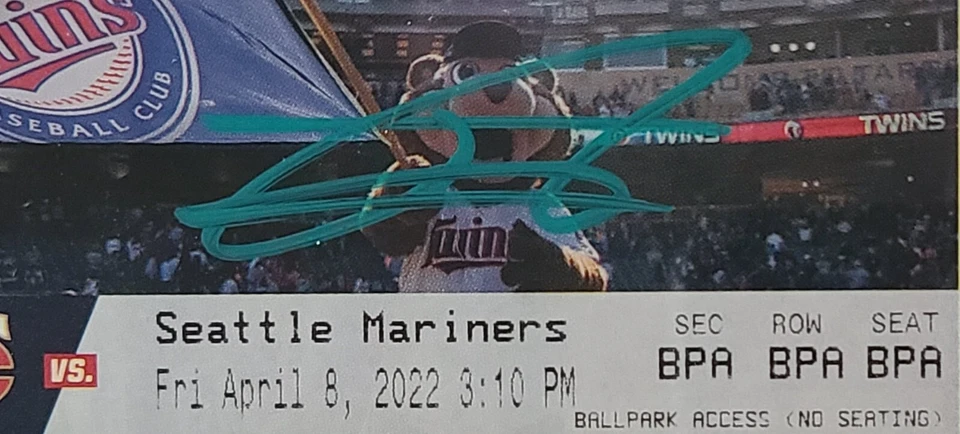 RARE Julio Rodriguez Signed Auto 2022 Twins V Mariners FULL TICKET Green PSA/DNA - Image 4 of 4