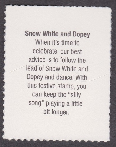 2005 SNOW WHITE and DOPEY STAMP ART of DISNEY CELEBRATION 37c USPS POSTAGE MNH - Picture 2 of 2