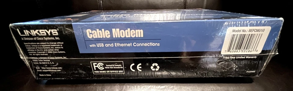 Linksys BEFCMU10 Black Blue Wired Cable Modem with USB and Ethernet Connections  - Image 4 of 4
