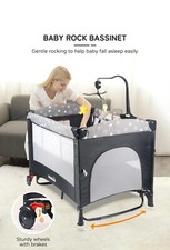 Baby Bedside Sleeper Bassinet Bed,5 in 1 Portable Crib for Newborns Side Sleeper