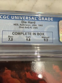 Vintage Nintendo NES Die Hard CGC 8.5 Game In Box CIB Cart Got 9.8 Grade
