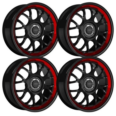 (Set-4) Vision 478 Alpine 20x8.5 5x115 35mm Black Red Wheels Rims 20 inch