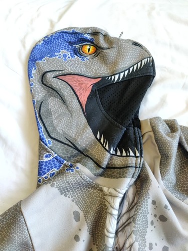 Jurassic World Dinosaur "Blue" Hoodie Boys Small Jacket Mask Costume Raptor Dino - Picture 3 of 10