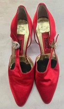 Vintage Valentino Garavani by Rene Caovilla Women's 6 Red Satin Pumps *Flaws*