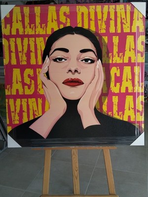 María Callas - Teo Tarras Pop Art:  Cuadro Litográfico En Madera 97x96.5 Cm
