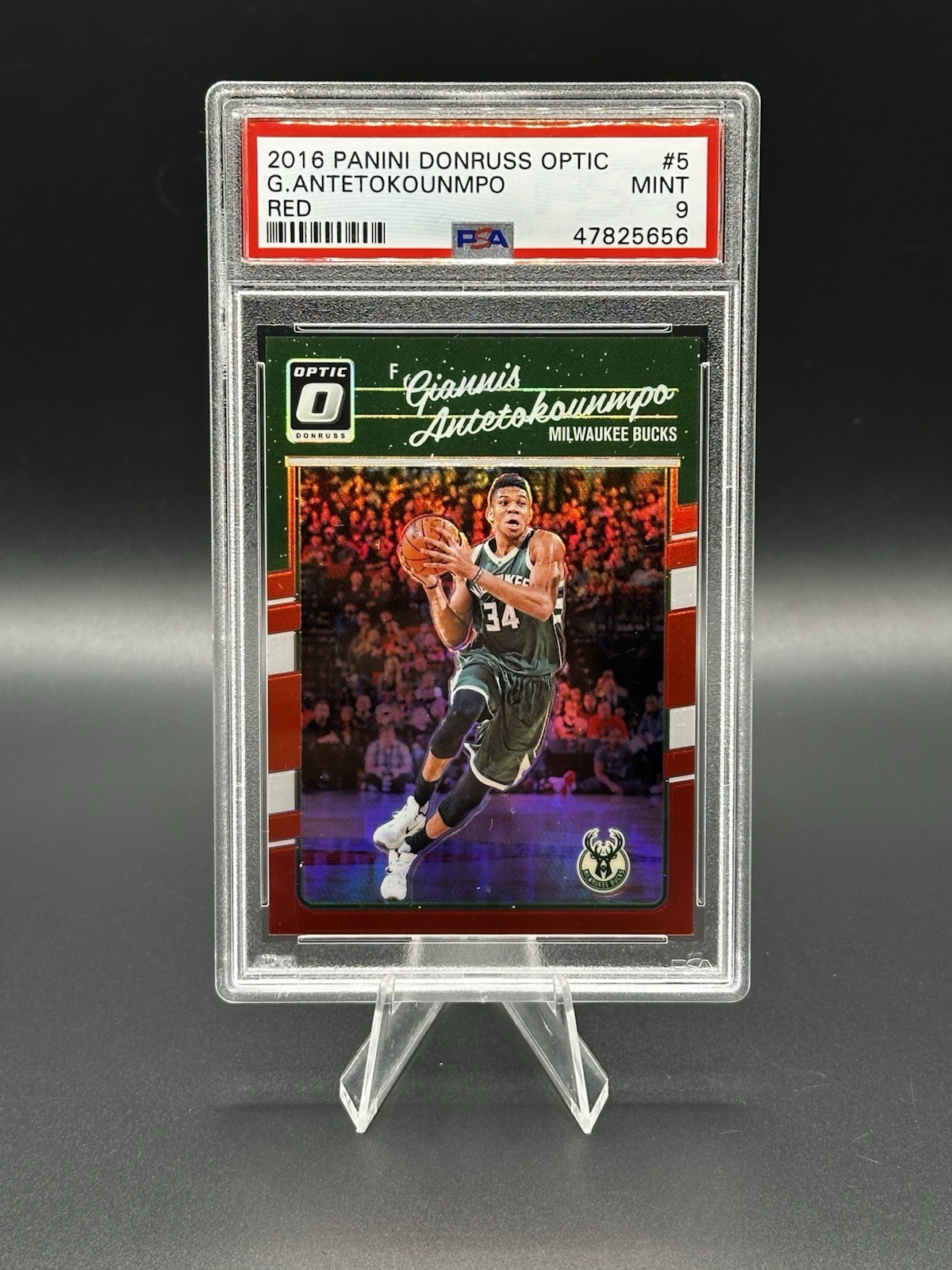 2016 Donruss Optic Red Prizm /99 Giannis Antetokounmpo #5 PSA 9 First Year Bucks