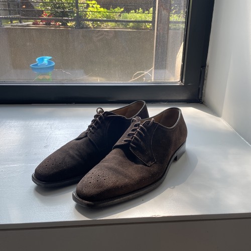 A.Testoni Mens Oxford Dress Shoes Square Toe Lace-Up Brown Suede Size 11