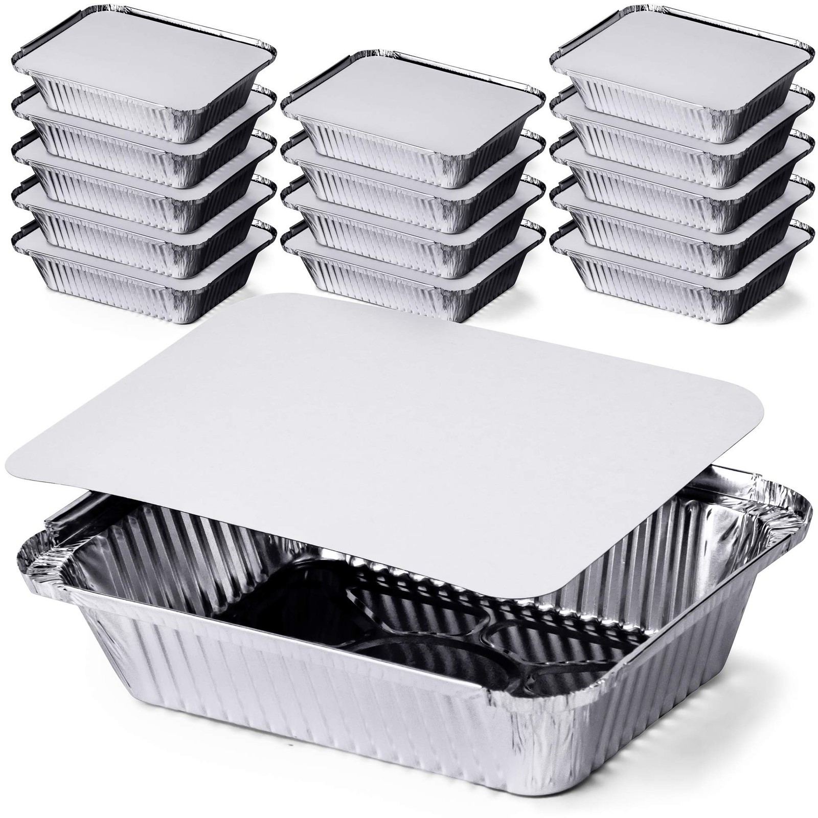 DecorRack 14 Aluminum Pan Disposable with Flat Board Lids, 2.25 Lb Heavy Duty...