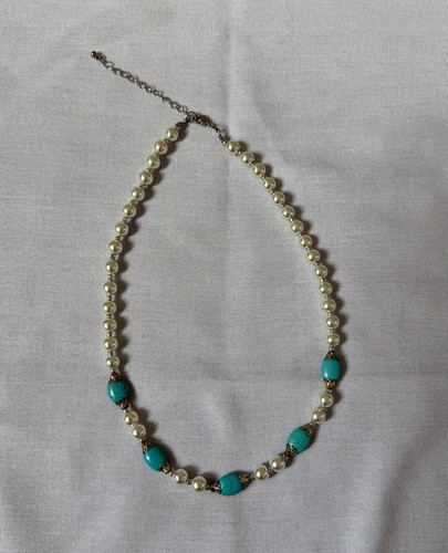 Genuine Chinese Turquoise Shell Pearl Necklace 18"