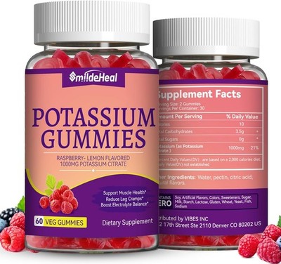 2 Pack Potassium Supplement Gummies 1000mg, 120 Count (Pack of 1) 