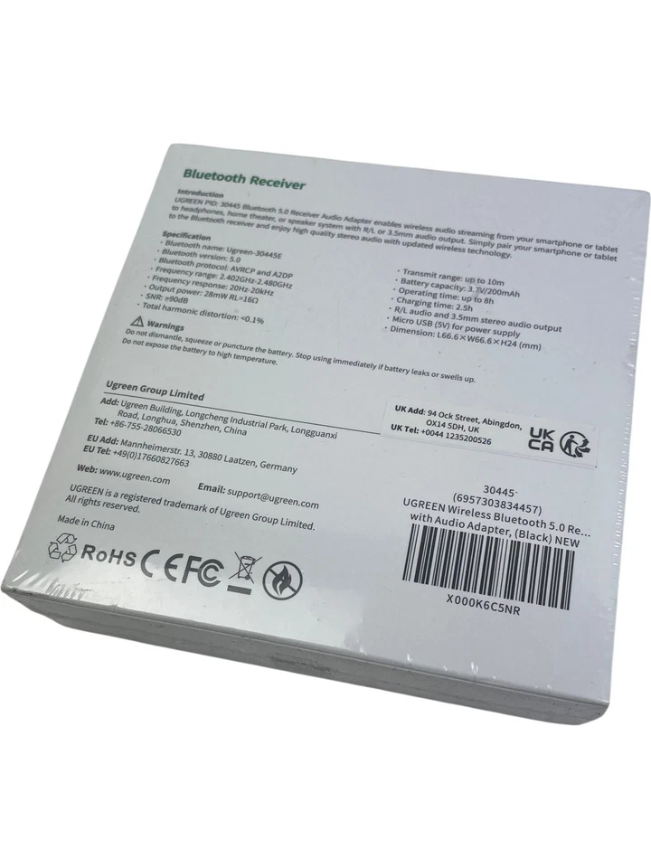 NEW UGREEN Bluetooth Receiver 30445 Wireless Audio Adapter Black  - Image 2 of 2