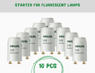 Philips S10 Fluorescent Lamp Starter 4-65W 220-240V with Capacitor 2-Pin 10pcs