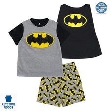 Boys Cosplay Pajama Set 3 Piece With Detachable Cape Batman Superman Toddler