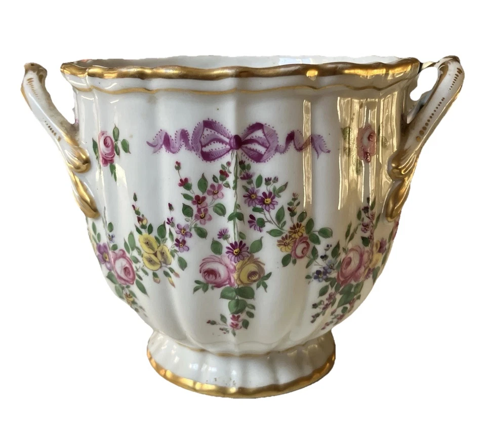 Rafraîchissoir en Porcelaine de Mennecy DV Duc Villeroy Style Louis XVI Fleurs - Photo 1/4