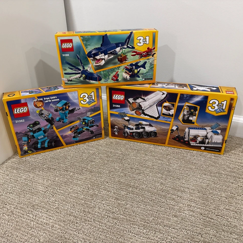 LEGO CREATOR 3 In 1 LOT(3): 31066 SHUTTLE 31062 ROBO 31088 SEA CREATURES *New* - Image 2 of 4