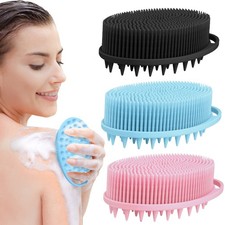 2 in 1 Silicone Body Scrubber Shampoo 2 1 Black Blue Pink, Pink,blue,black