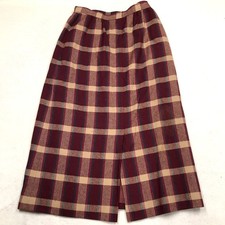 Vtg MISS PENDLETON Wool Skirt 6 24x28 Knee Burgundy Tartan Plaid USA