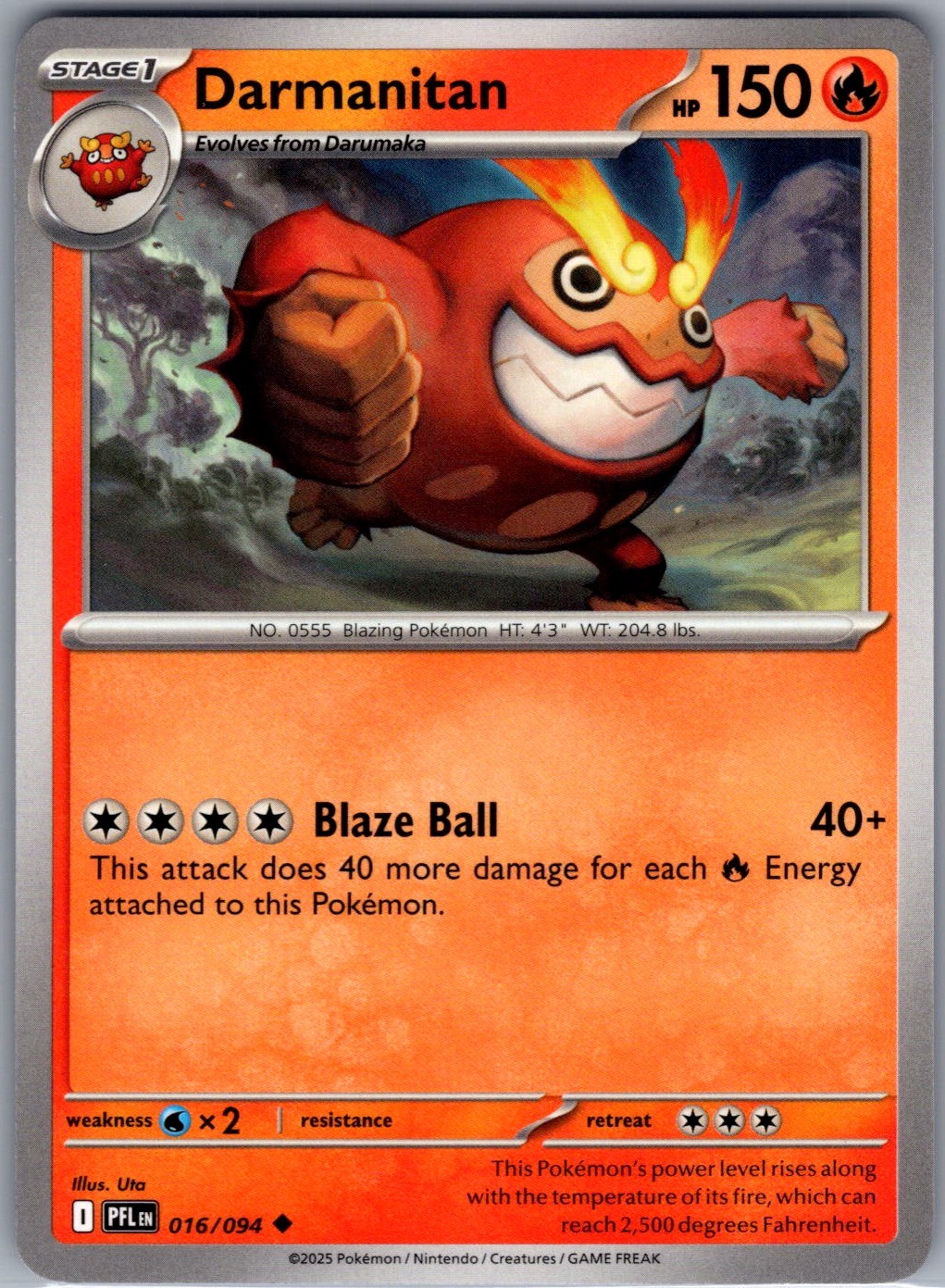 Darmanitan Normal Uncommon ME02: Phantasmal Flames 016/094 NM