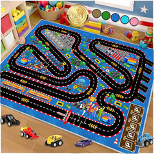 Kids Car Rug For Play Toy Cars 31x47 Race Track Playmat Carpet Kid Play Roa