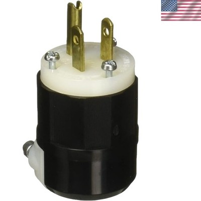Ergonomically Designed 15 Amp, 125 Volt Industrial Grade Plug - Black & White
