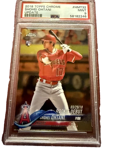 2018 TOPPS CHROME SHOHEI OHTANI UPDATE #HMT32 MINT 9 ANGLES ROOKIE BATTING CARD.