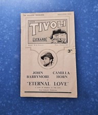 Eternal Love 1929 TIVOLI STRAND Silent Film Magazine Programme JOHN BARRYMORE!