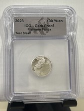2023 China 100 Yuan Platinum Panda 3g .999 ICG Gem Proof Test Slash 3 Grams Slab 3493.96 per troy oz