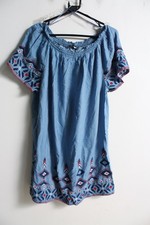 Tu Womens Thin Denim Embroidered Off Shoulder Sun Dress - Size 20 (h21)