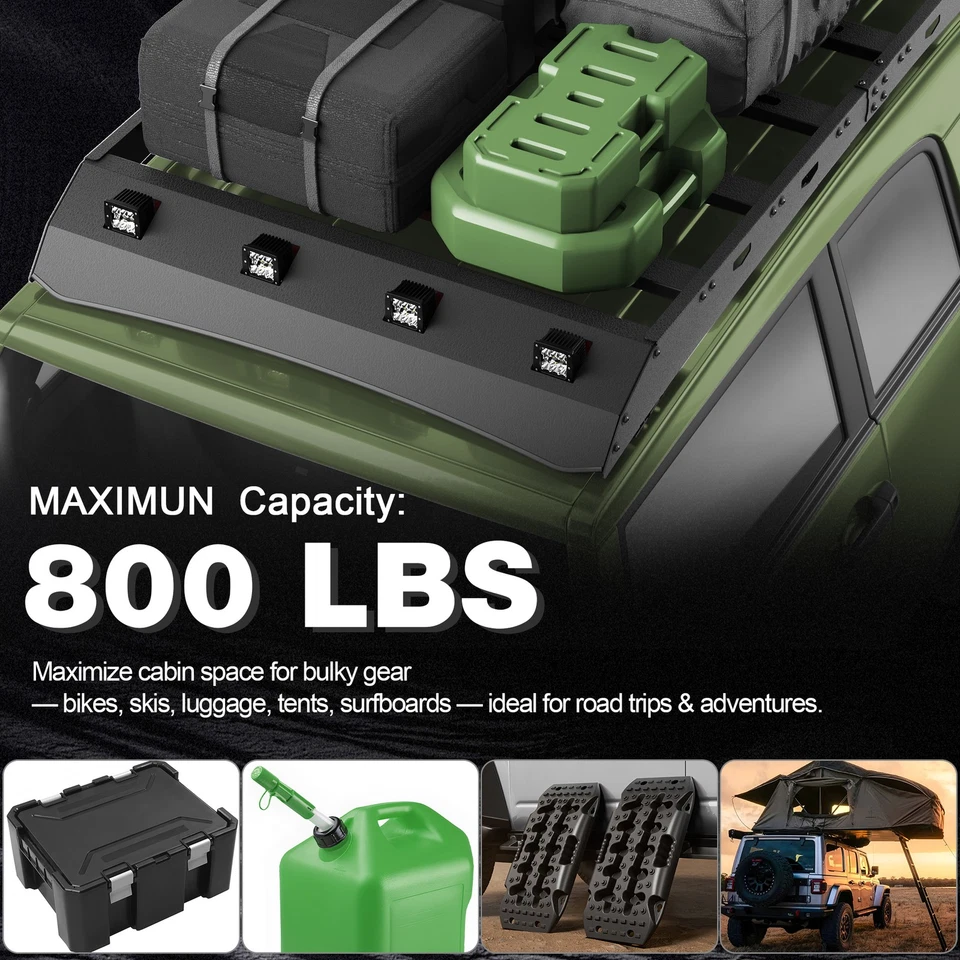 For 2006-2014 Toyota FJ Cruiser 800LBS Roof Rack Cargo Basket Cargo Rack w/Light Foto 3 de 4