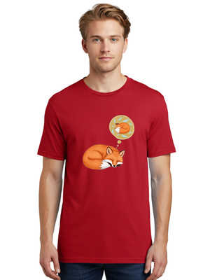 Sleeping-Fox-8 Mens Graphic Tee, 100% Cotton, Casual Summer Wear