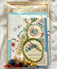 Vintage Junk Journal Ephemera Kit Floral Hankie Hymn Sheet Beads Scrapbook