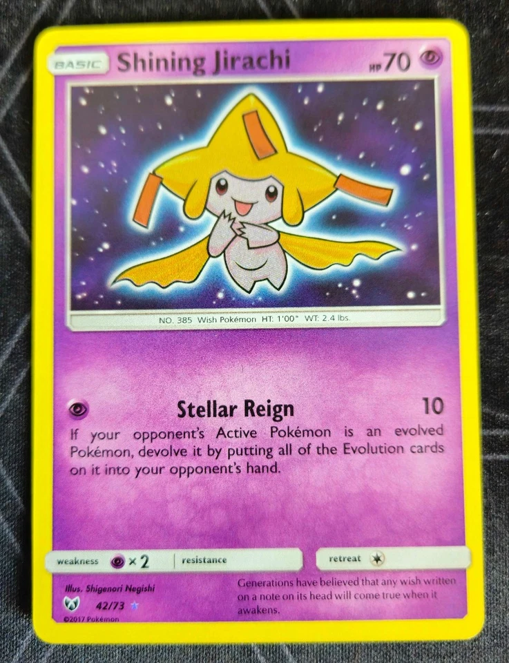 Pokémon TCG Shining Jirachi Holo Card Shining Legends 42/73